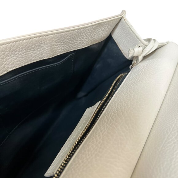 $1795 Balenciaga 2012 Snow White Gold Large Tube L Lock Leather Flap Clutch - Picture 12 of 15